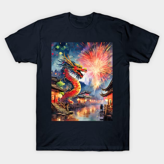 Chinese dragon new year T-Shirt by psychoshadow